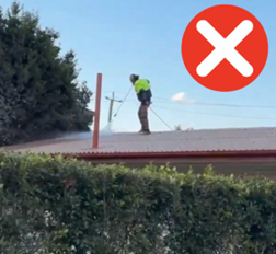 Illegal activity - high pressure water spray asbestos cement roof